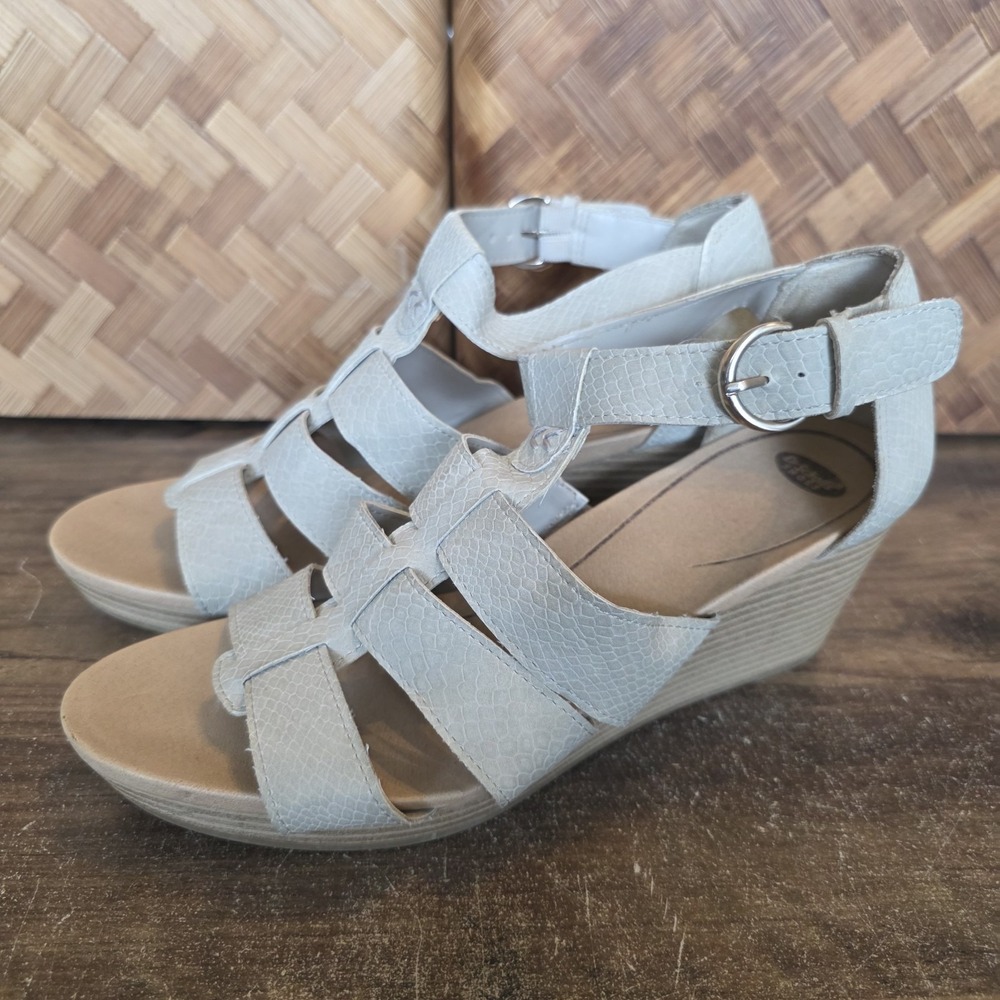 Dr. Scholl's Shoes Women's Size 9.5M Beige Strappy Sandals Wedge Heel 2.5" Esque